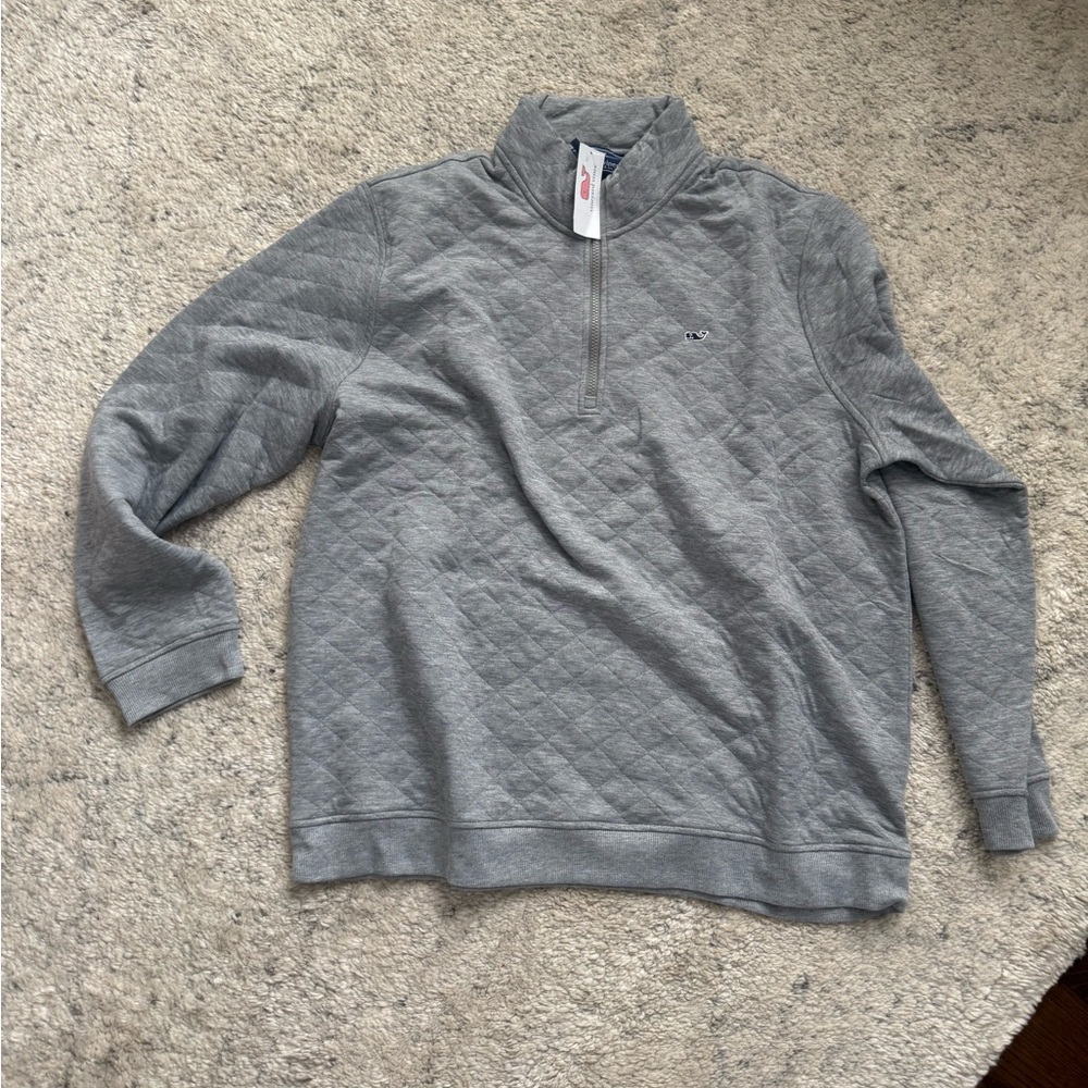Vineyard Vines Heather Gray Quilted Pullover